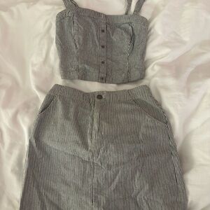 Hollister Black and White Striped Skirt Set
